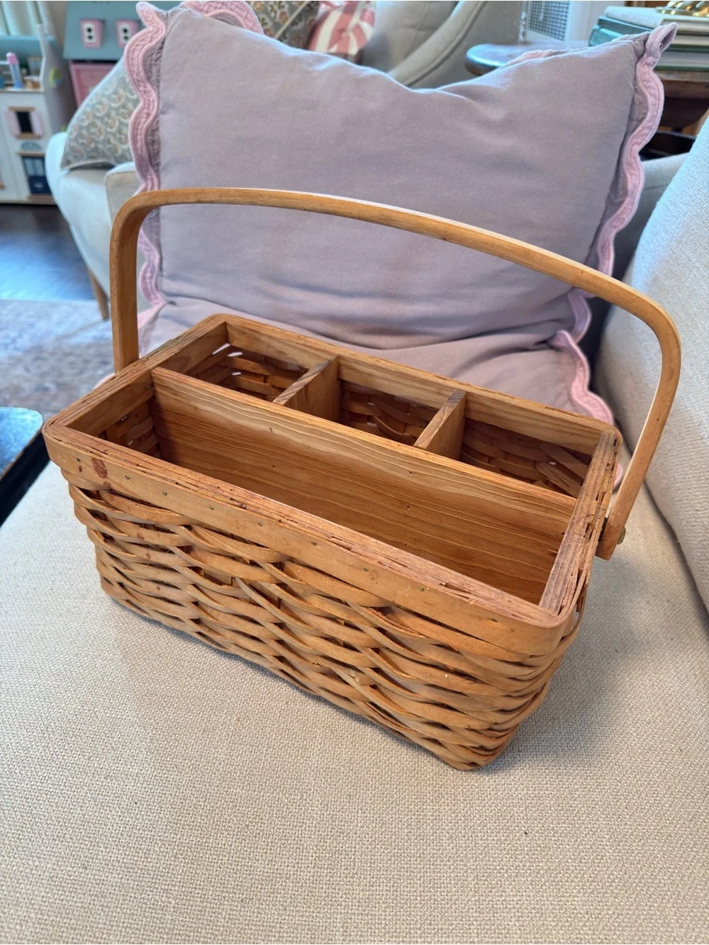 Woven Wooden Organizer Basket